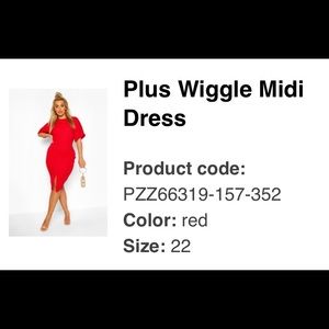 BooHoo Plus Red Wiggle Midi Dress